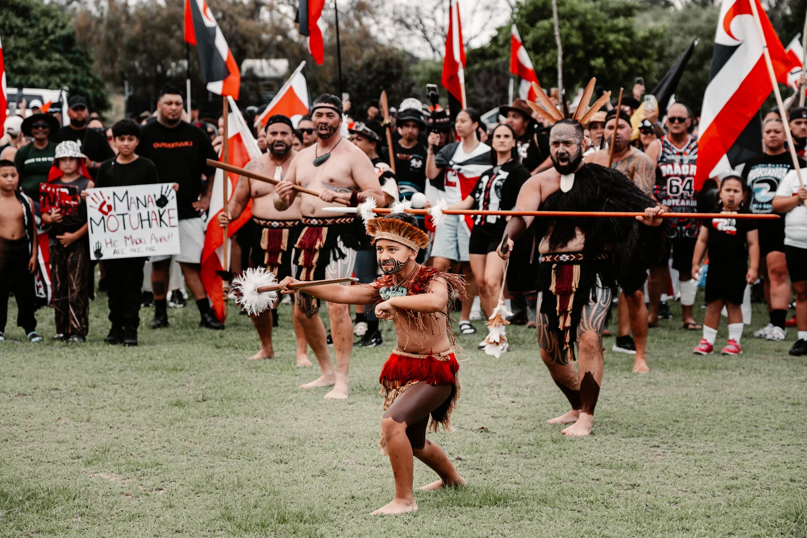 People gathered at a cultural gathering