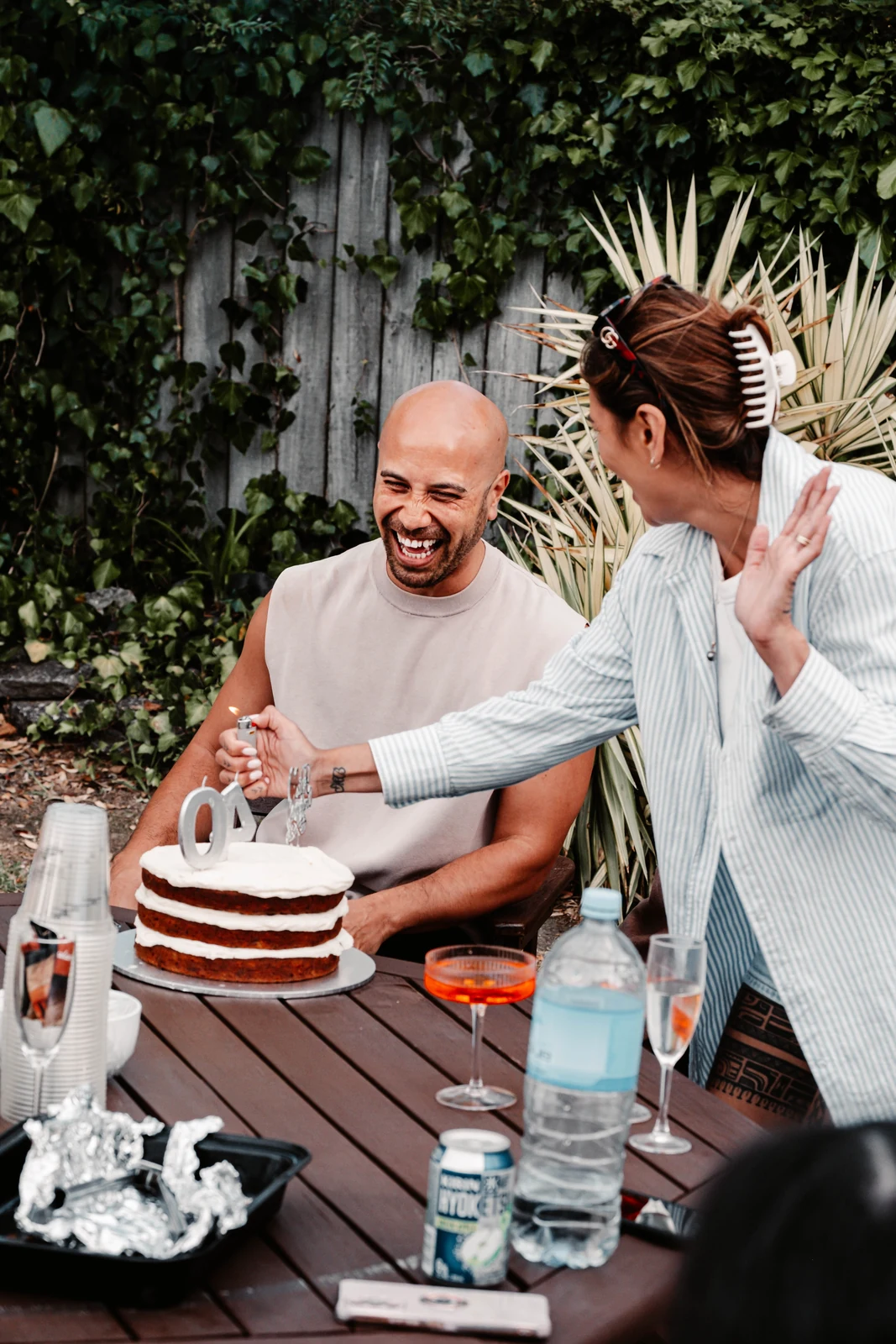 Jethro laughing beside his birthday cake