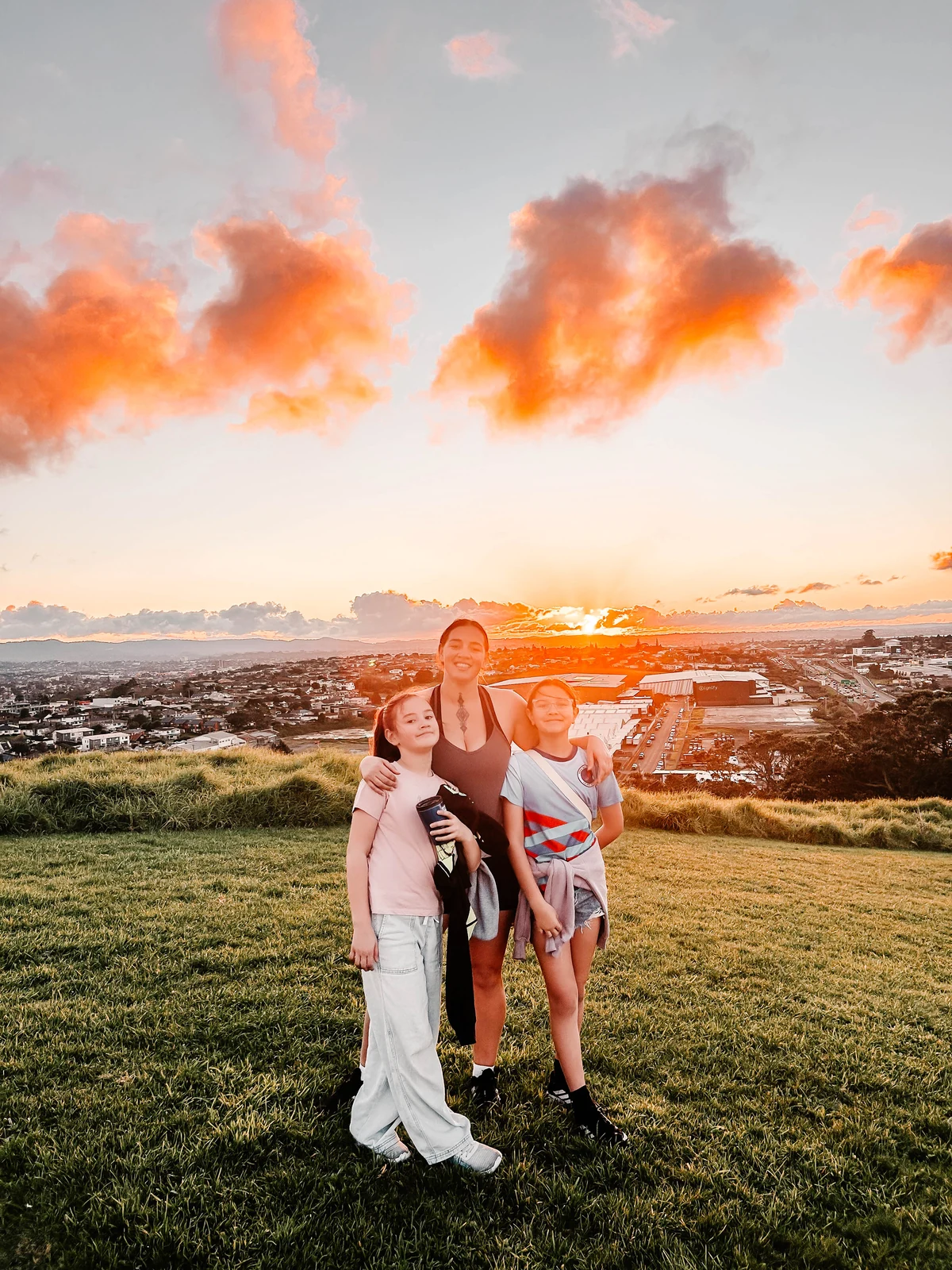 Genna with her two daughters on Mt Roskill