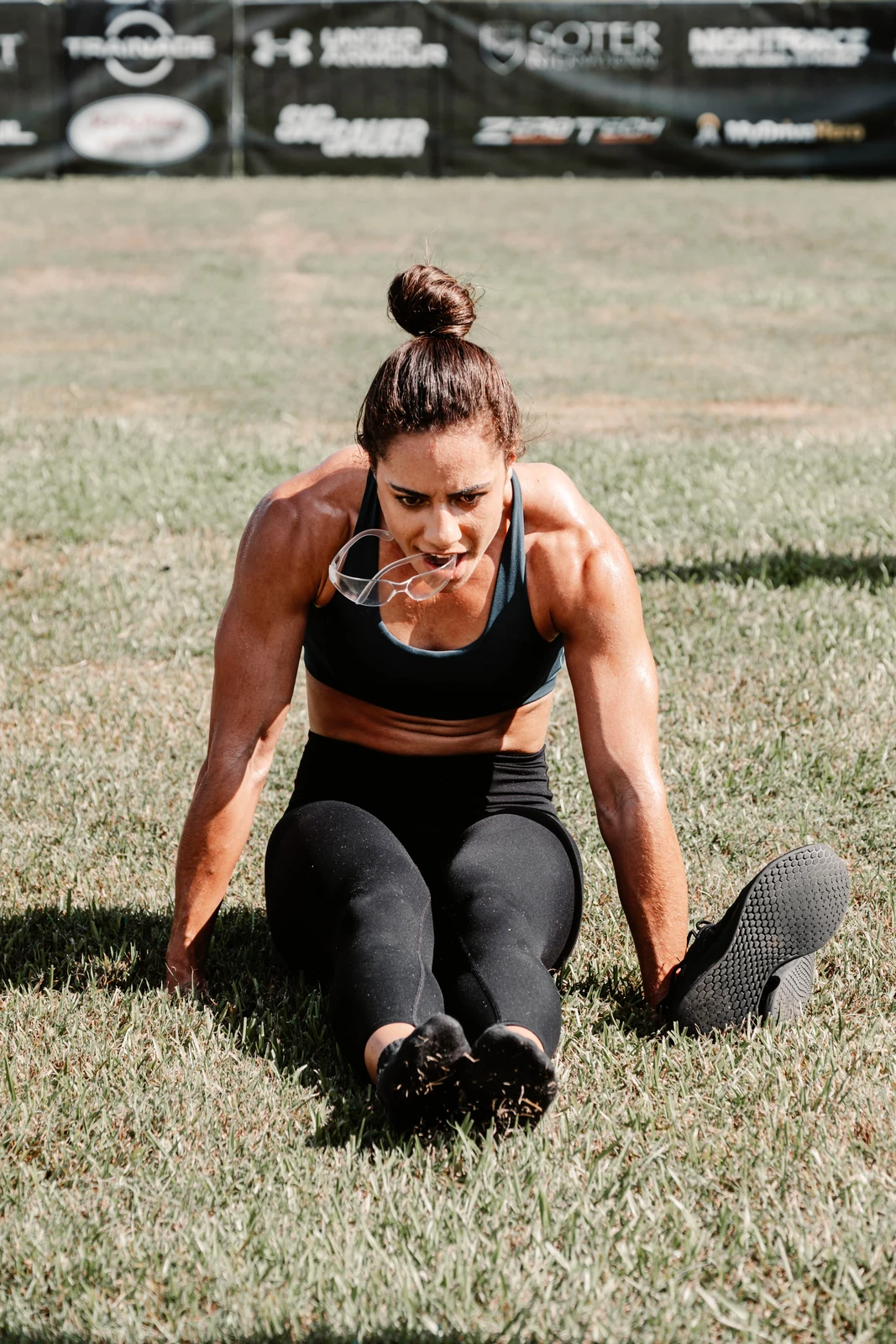 Woman competing in sports competition